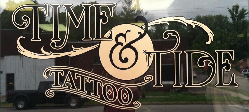 Time & Tide Tattoo Sign by Delphi Signs